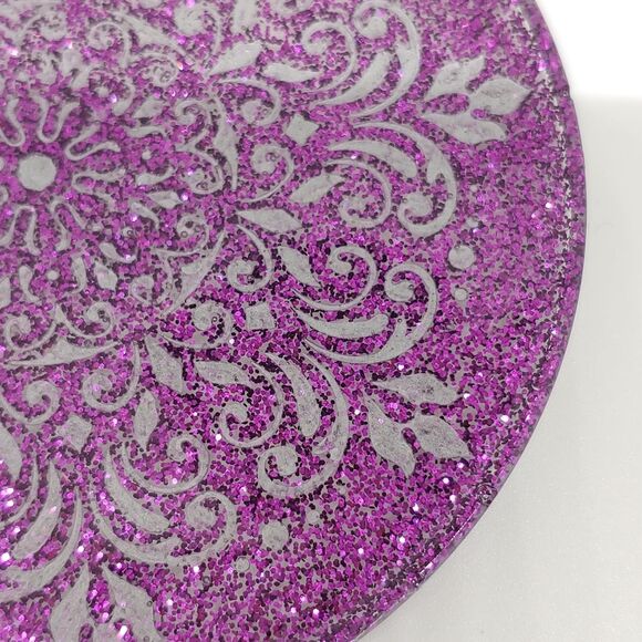 Mandala Coasters Set Purple Glitter - Picture 3 of 3